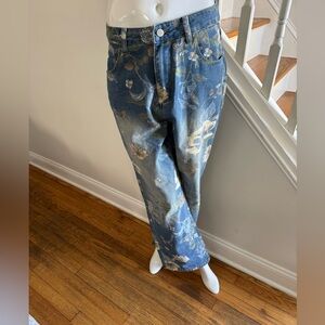 Flower Baggy Jeans Size Large